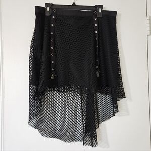 Royal Bones Skirt XL Y2K Cyber Goth Grunge Fish Mesh Black Punk Rave Alt Egirl